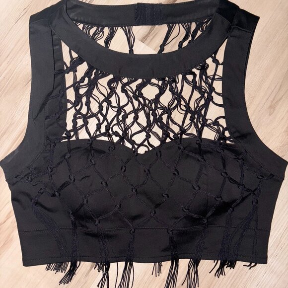 Black Nasty Gal Bustier with Tassels S - Picture 2 of 8